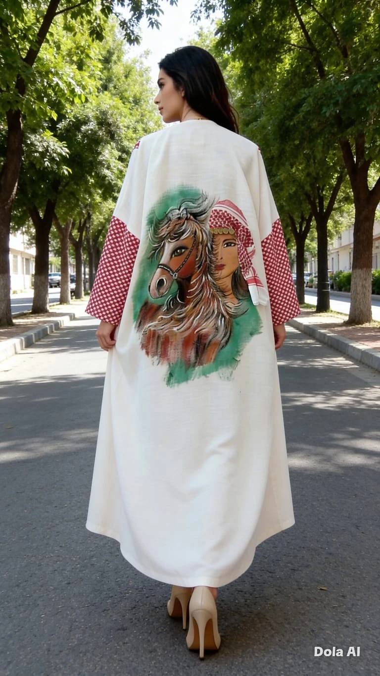 عباية امرأة عربيه و خيل