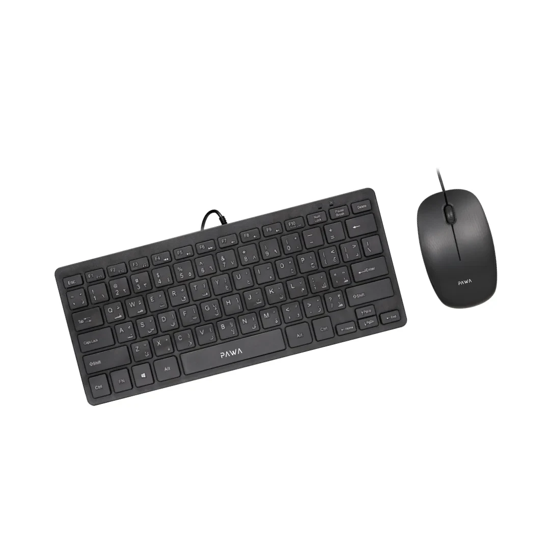 PAWA Wired Slim Keyboard & Mouse Mini Desktop Pack Black PW-CMBMKEA2-BK | Sky In